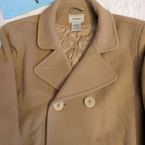 L.L. Bean Camel 100% LambsWool Lined/Insulated Pea Coat Size 20